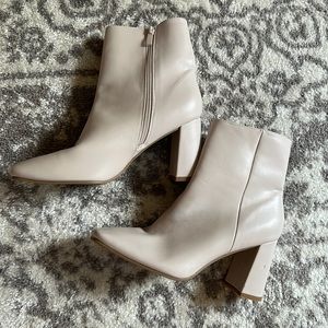 Cream square booties
